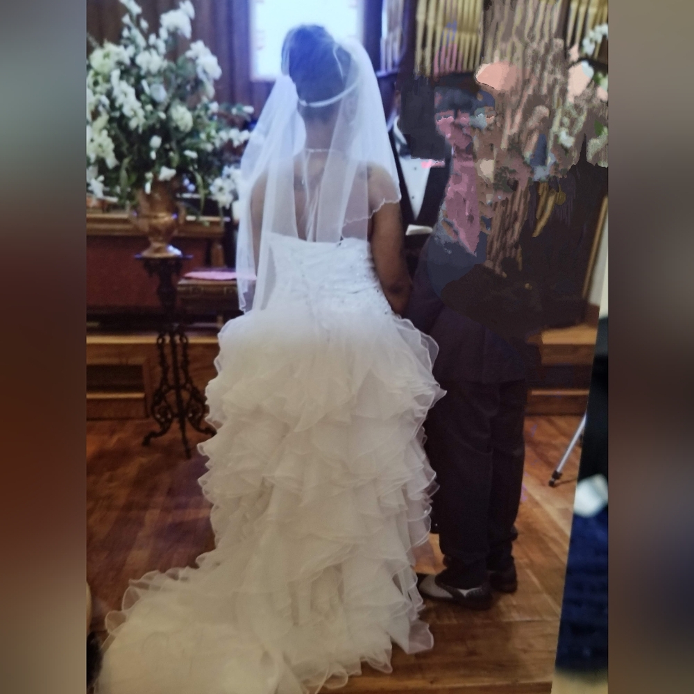 Sequin Ruffle High-Low wedding dress with Veil - Picture 9 of 12